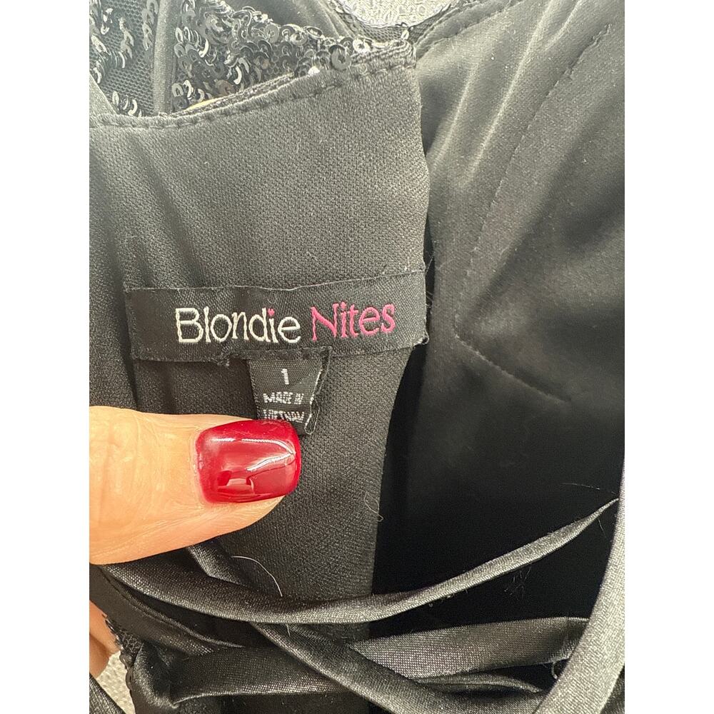 Blondie Nites Black Sequin Prom Dress Size 1 - Picture 6 of 6